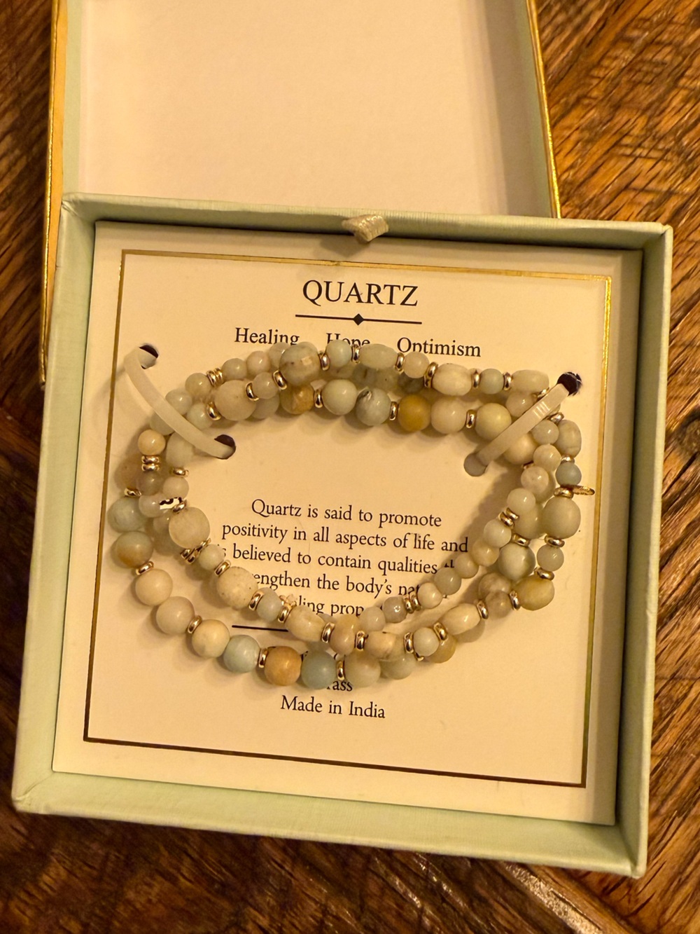 Quartz Beaded Bracelets - Cream and Pale Blue